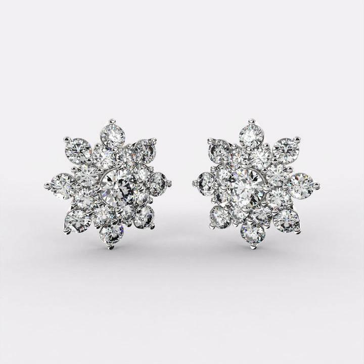 Flare Studs Diamond Earrings in 925 Silver