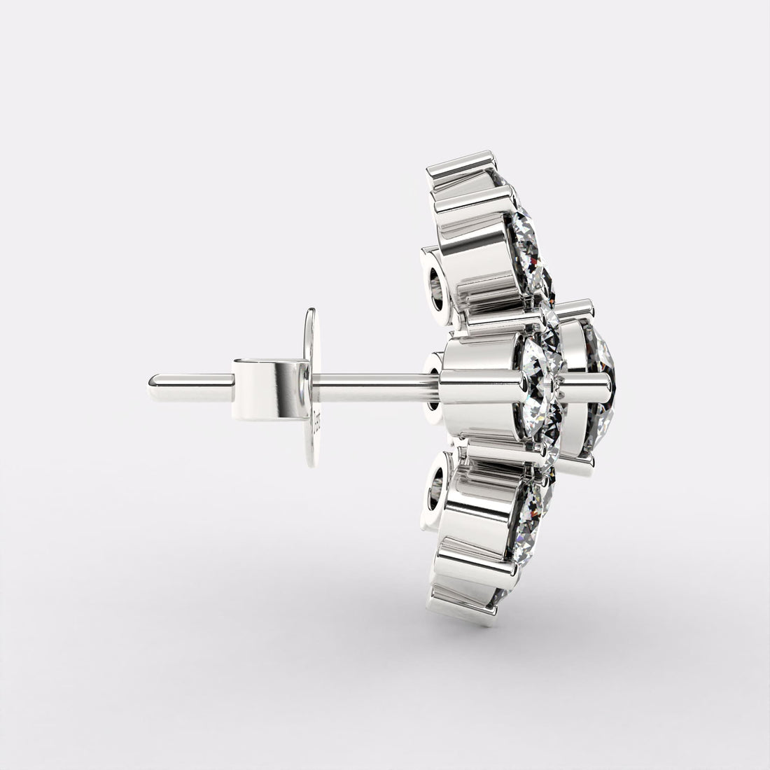 Flare Studs Diamond Earrings in 925 Silver