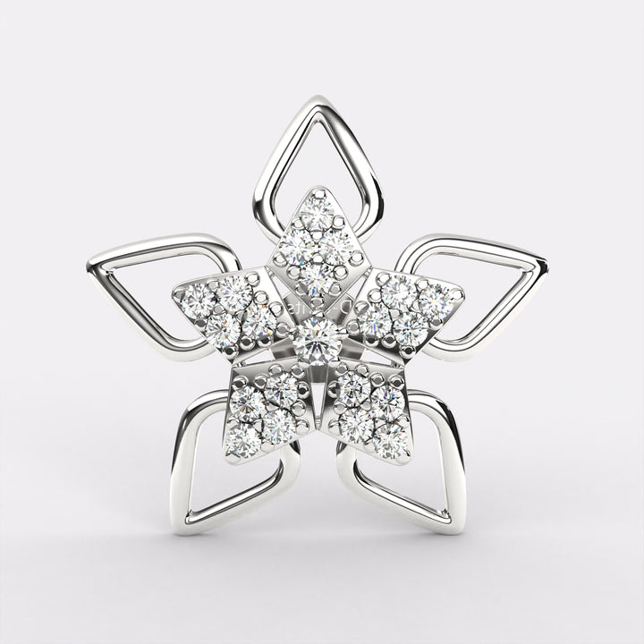 Flora Charms Diamond Stud Earrings In 925 Silver