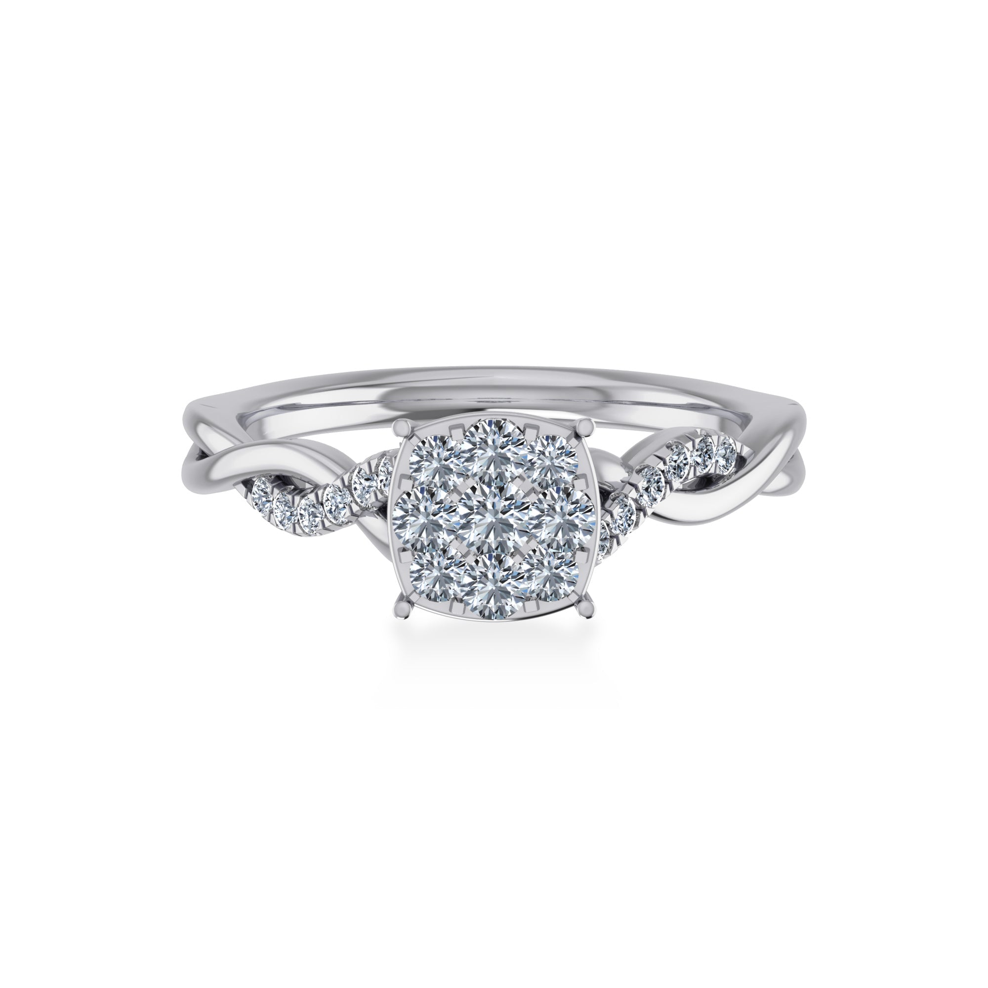 Floral Cluster Lab-Grown Diamond Engagement Ring 7