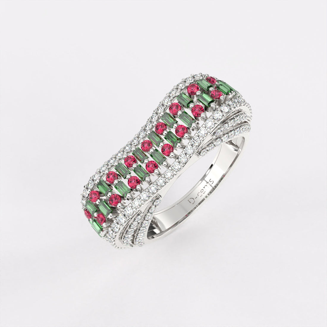 Floral Colors Diamond Ring in 925 Silver