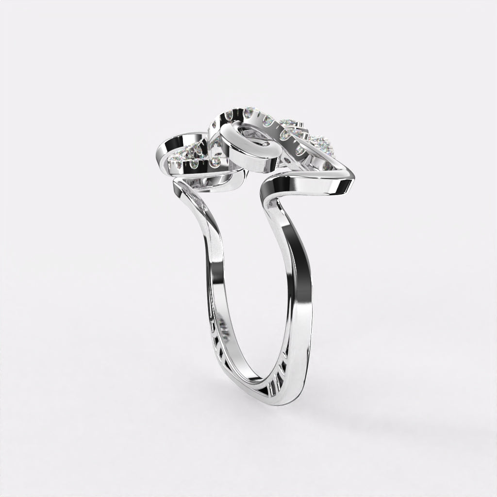 Floral Crossover Diamond Ring in 925 Silver