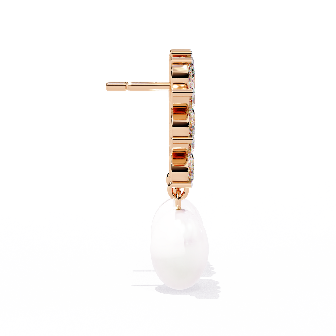 Floral Diamond Pearl Drop Earrings – Lab Grown Gold Jewelry