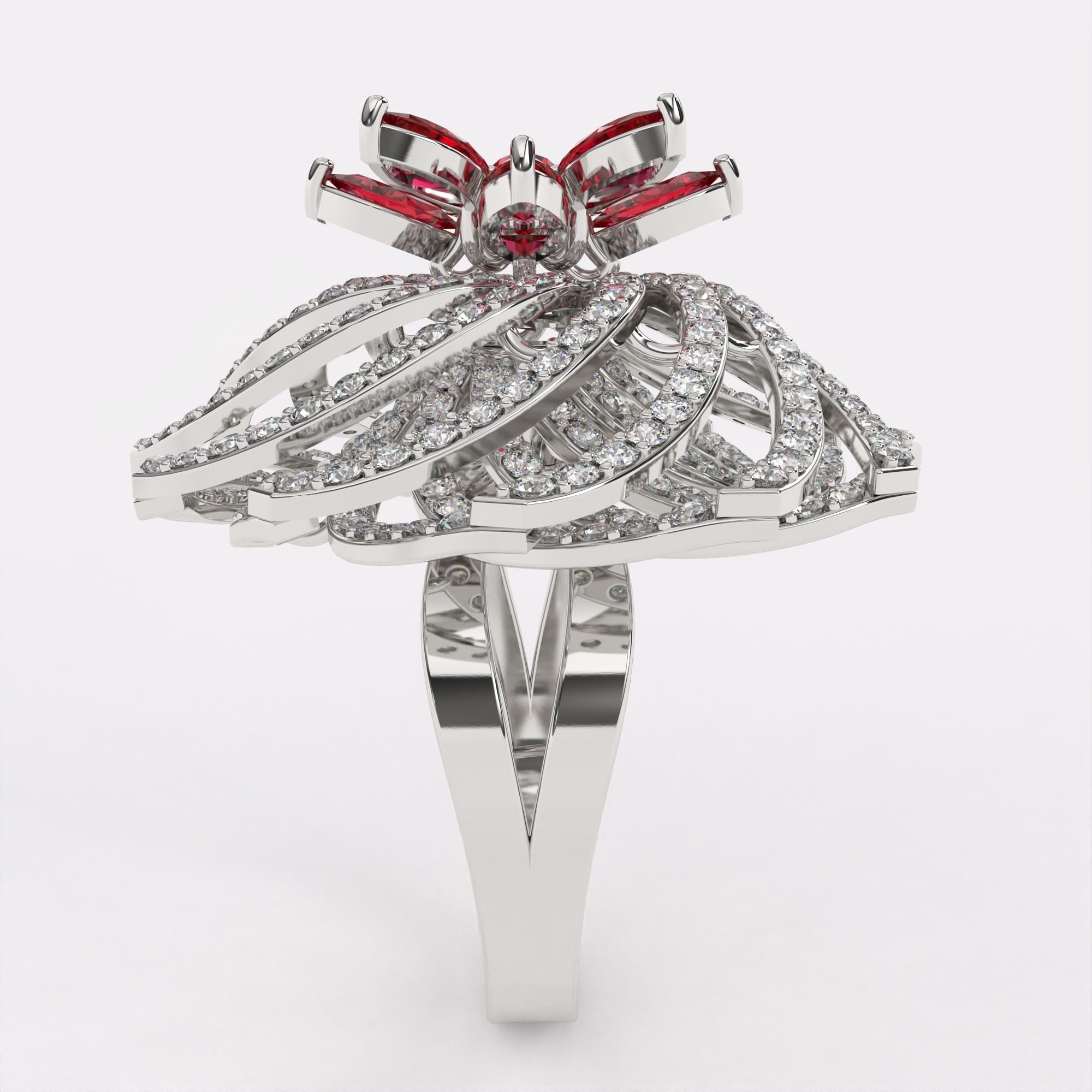 Floral Fantasy Diamond Ring in 925 Silver