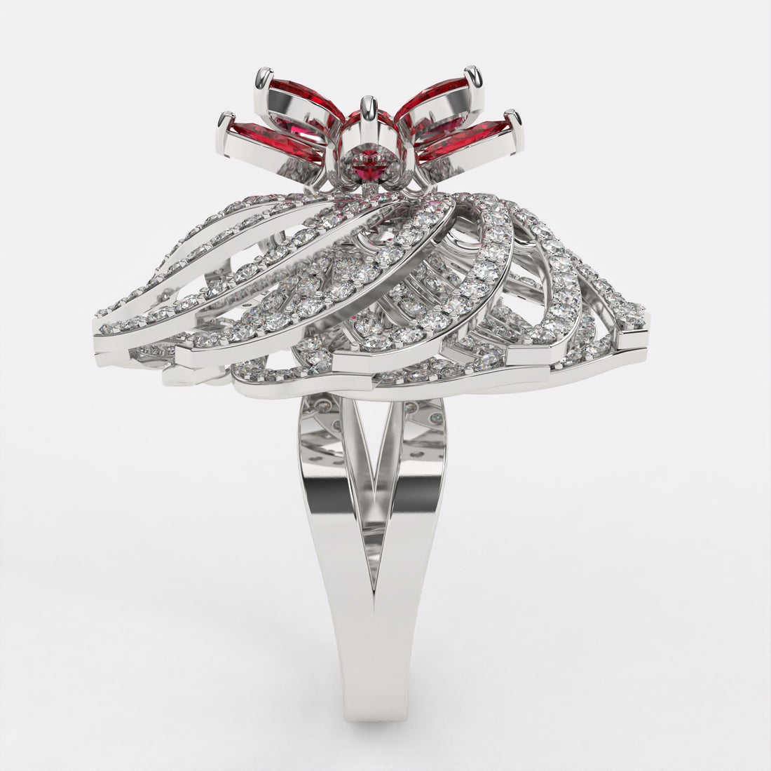 Floral Fantasy Diamond Ring in 925 Silver