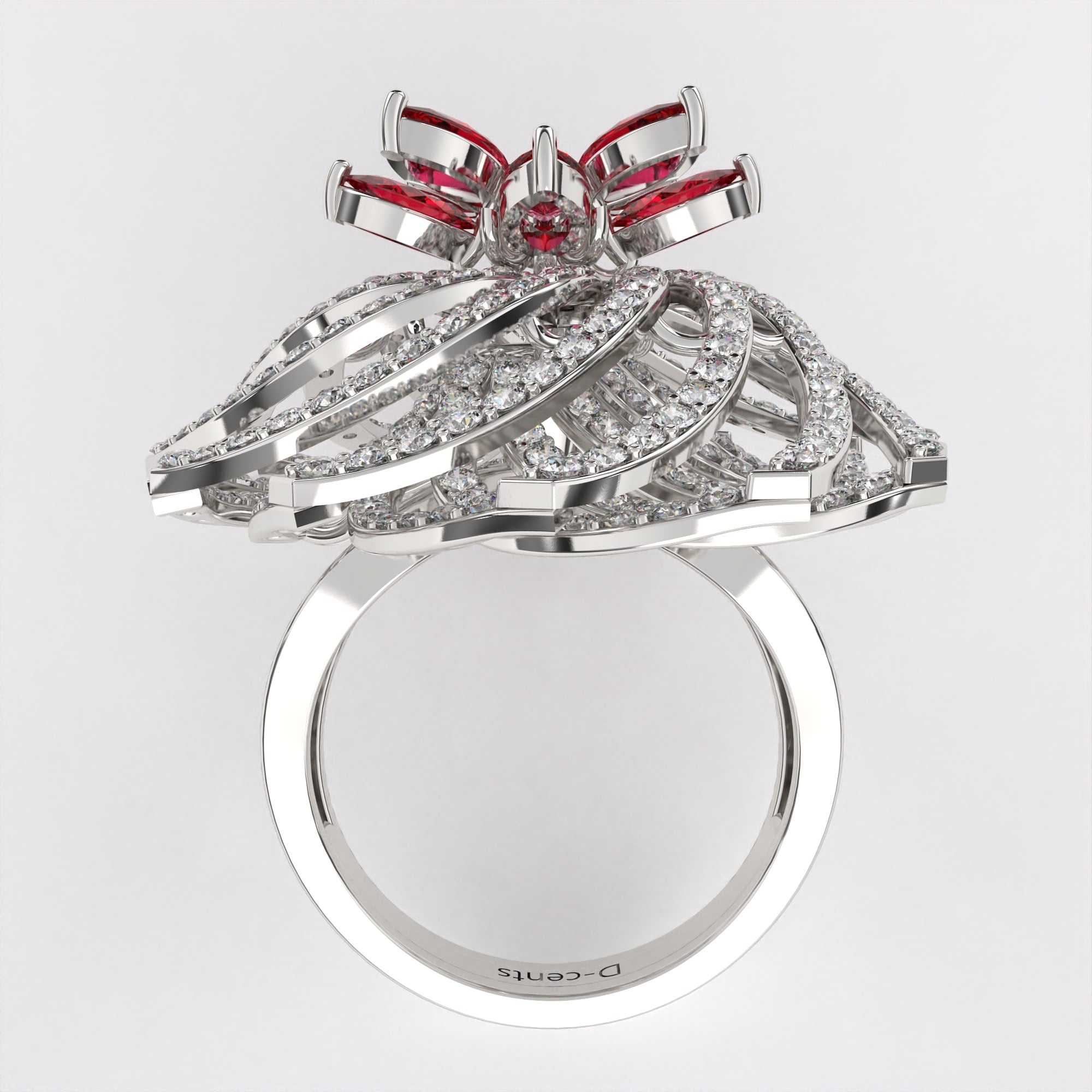 Floral Fantasy Diamond Ring in 925 Silver