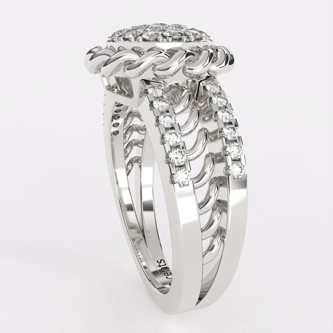 Floral Filigree Diamond Ring in 925 Silver