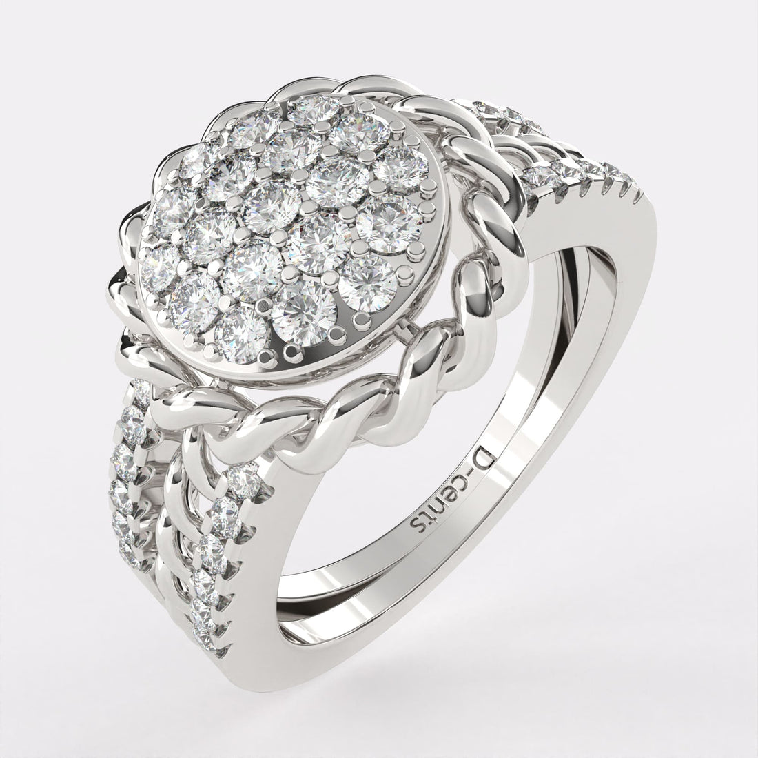 Floral Filigree Diamond Ring in 925 Silver