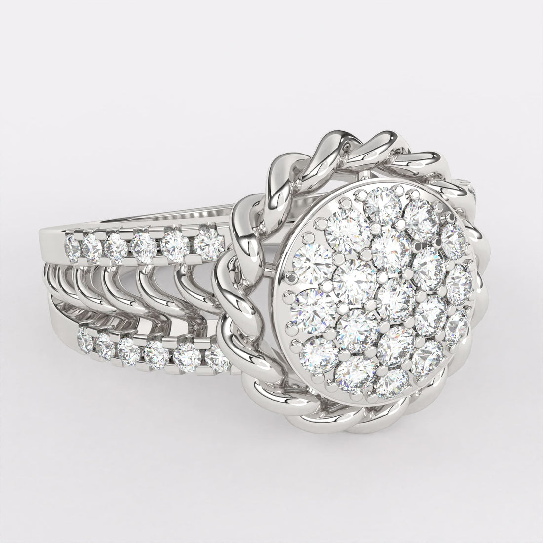 Floral Filigree Diamond Ring in 925 Silver