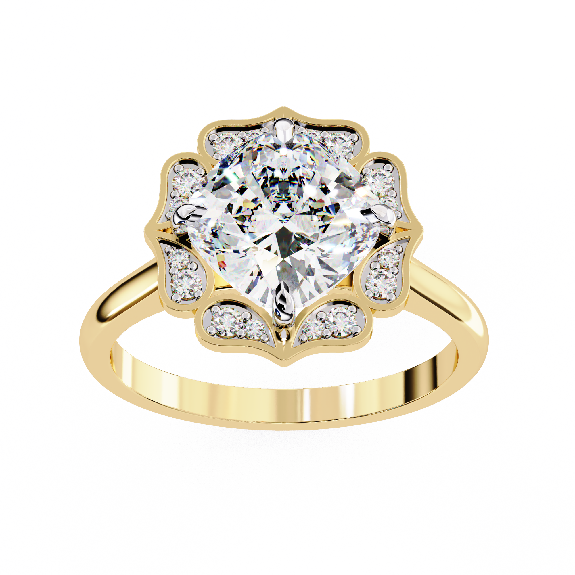 Floral Inspired Cushion Cut Diamond Ring2