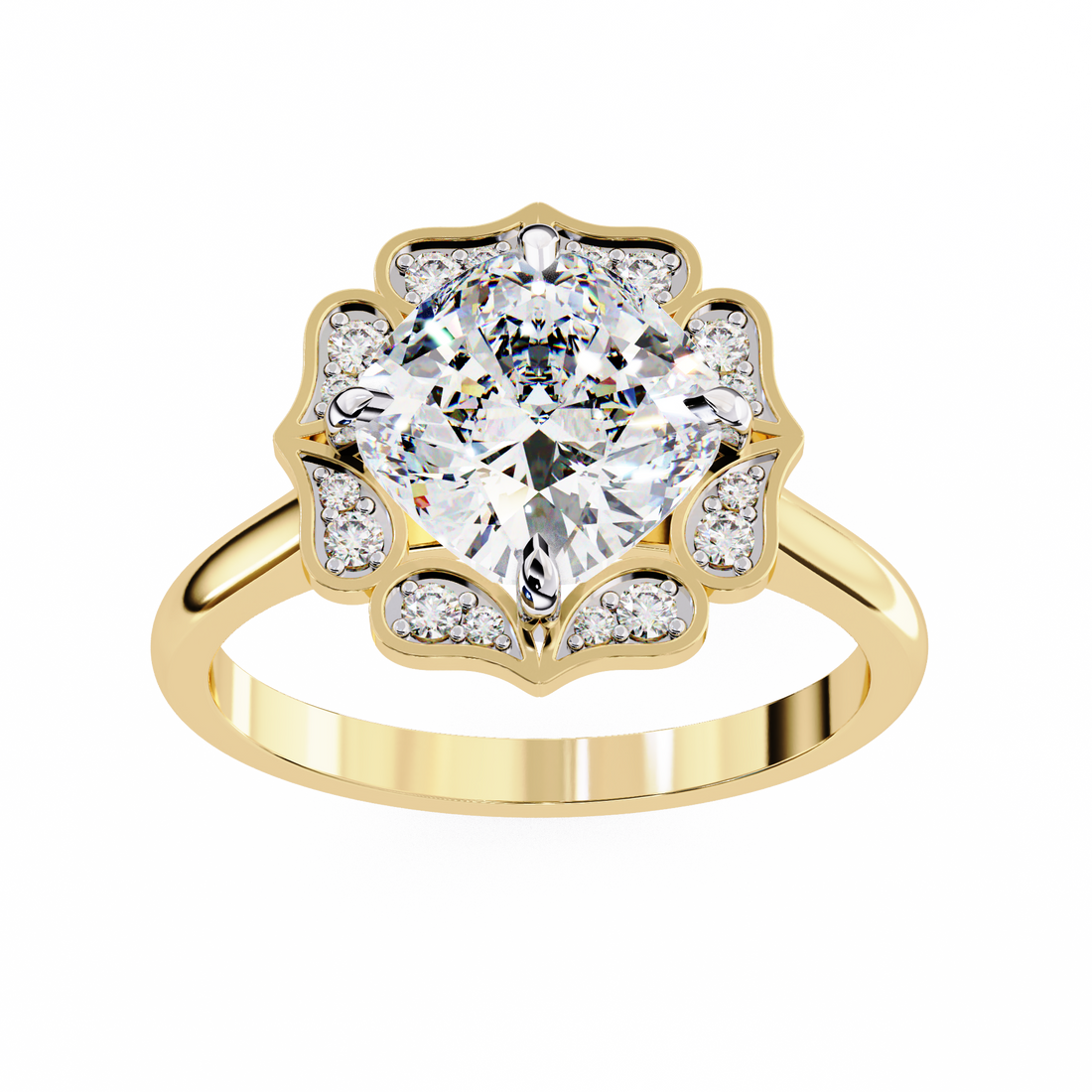 Floral Inspired Cushion Cut Diamond Ring2