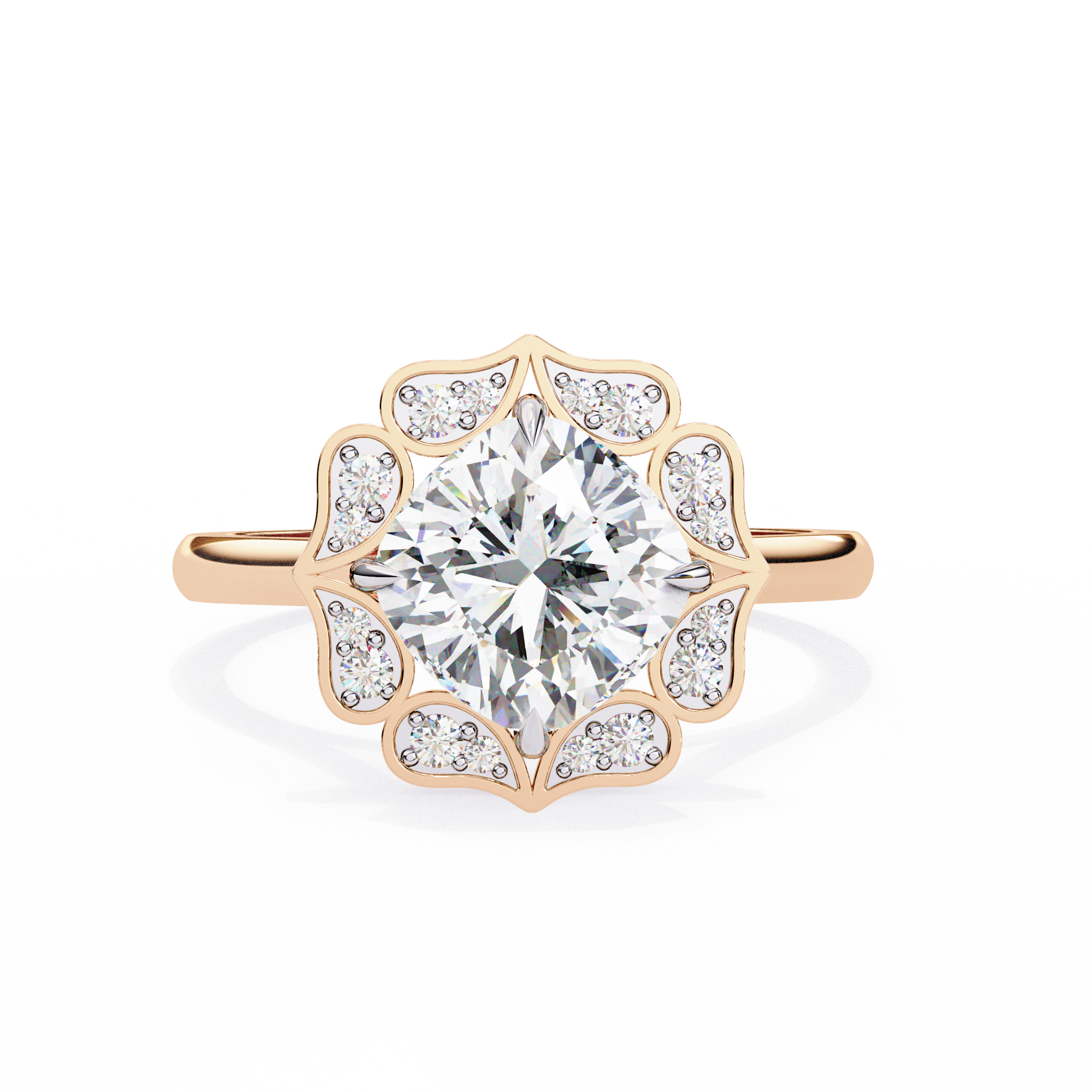 Floral Inspired Cushion Cut Diamond Ring5