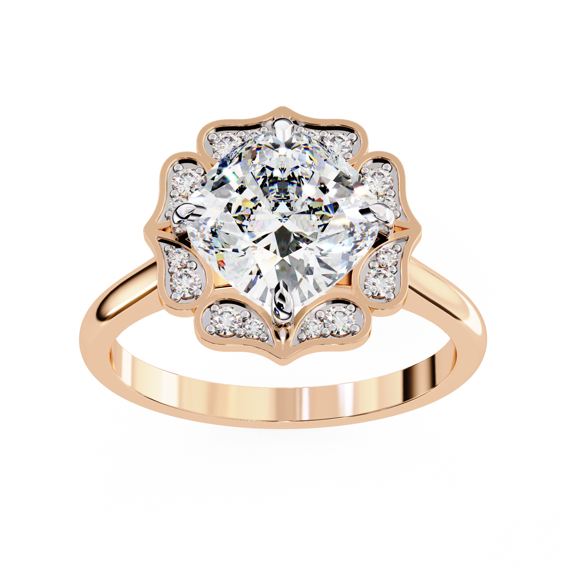 Floral Inspired Cushion Cut Diamond Ring6