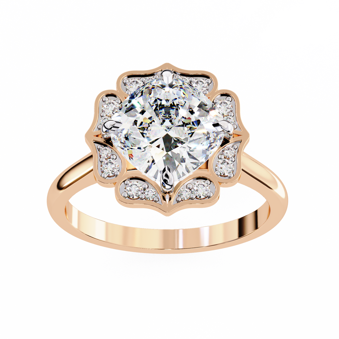 Floral Inspired Cushion Cut Diamond Ring6
