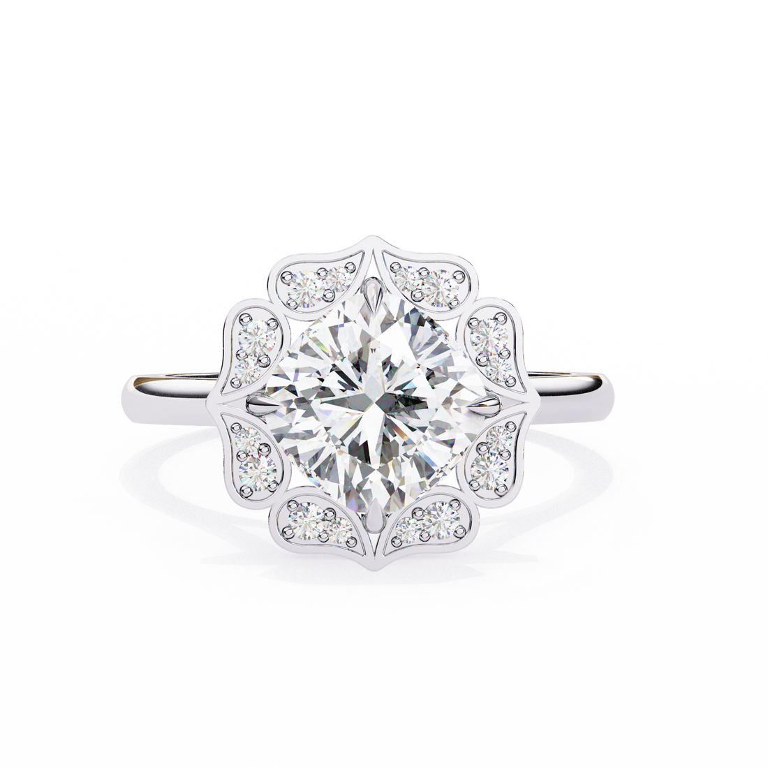 Floral Inspired Cushion Cut Diamond Ring9
