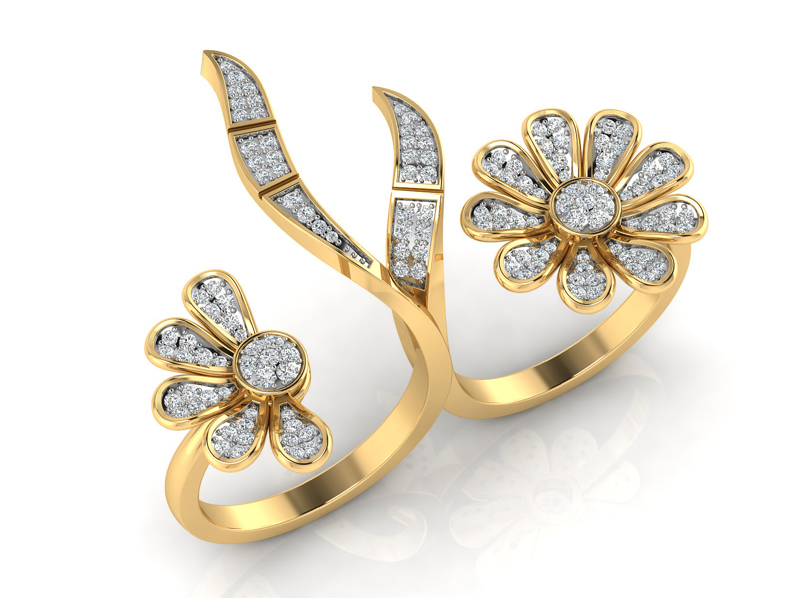 Floral Twin Diamond Ring 2