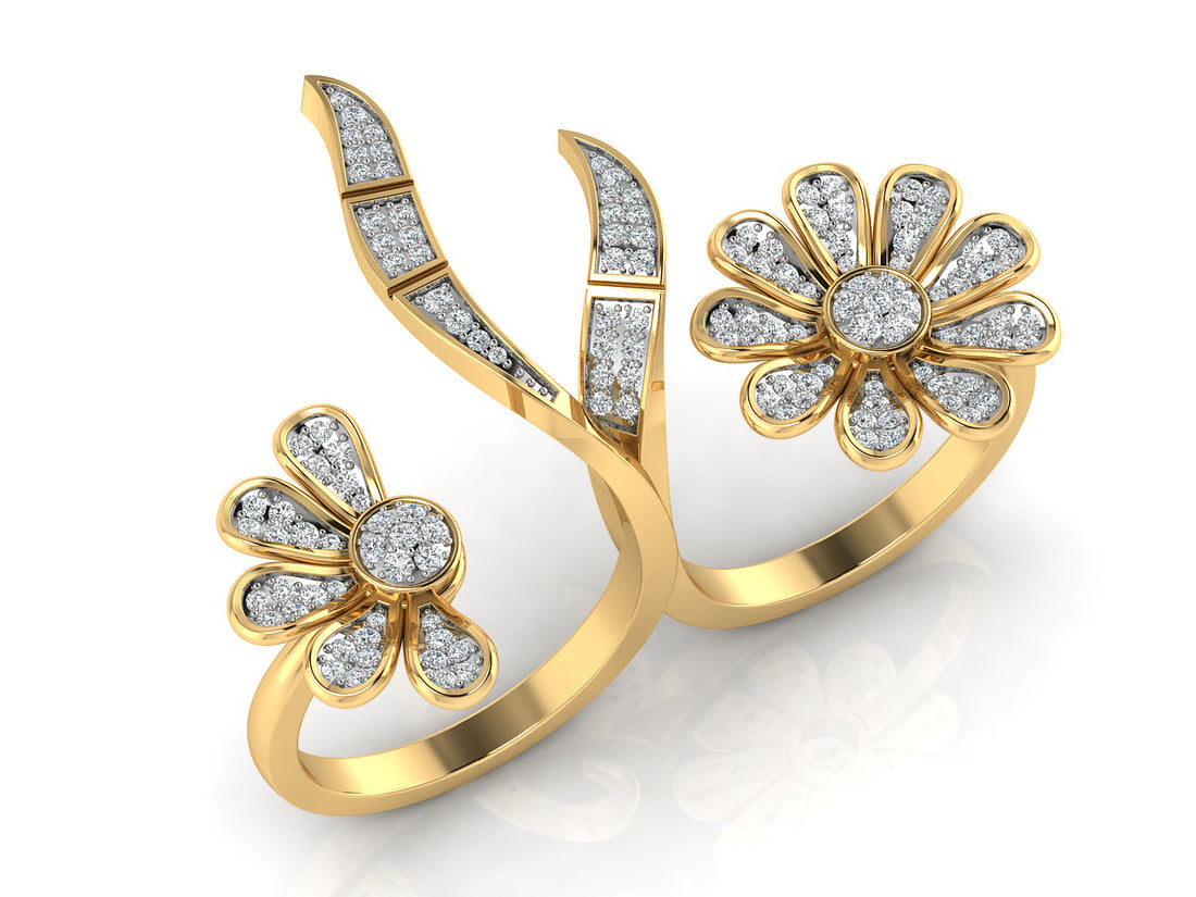Floral Twin Diamond Ring 2