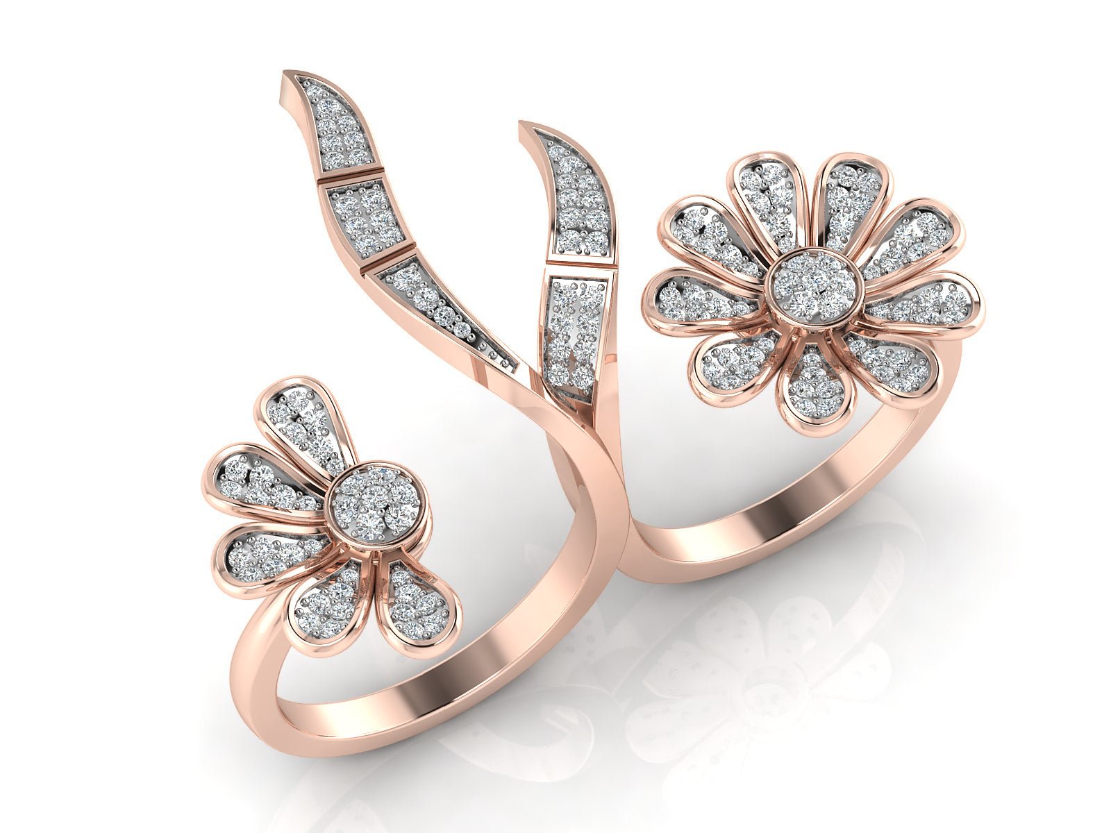Floral Twin Diamond Ring 5