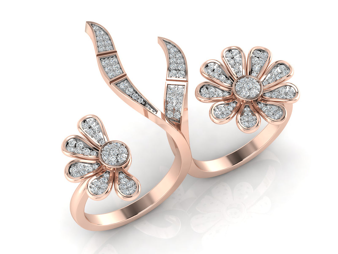 Floral Twin Diamond Ring 5