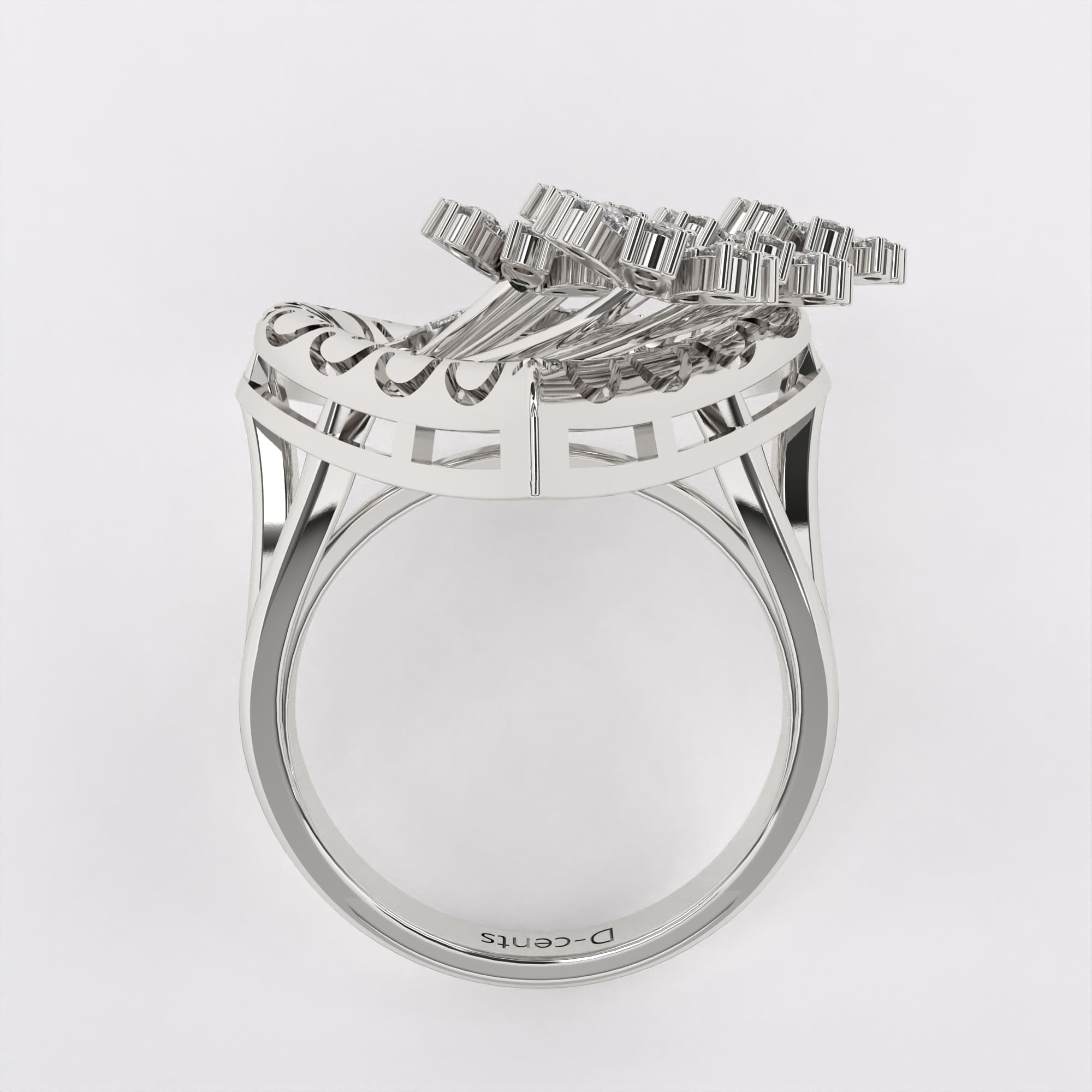 Floral Wreath Diamond Ring In 925 Silver