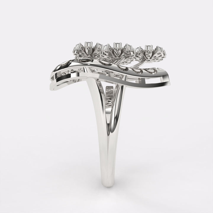 Floral Wreath Diamond Ring In 925 Silver