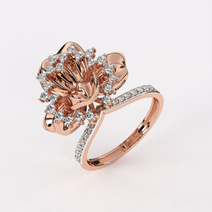 Floret Design Rose Gold Diamond Ring