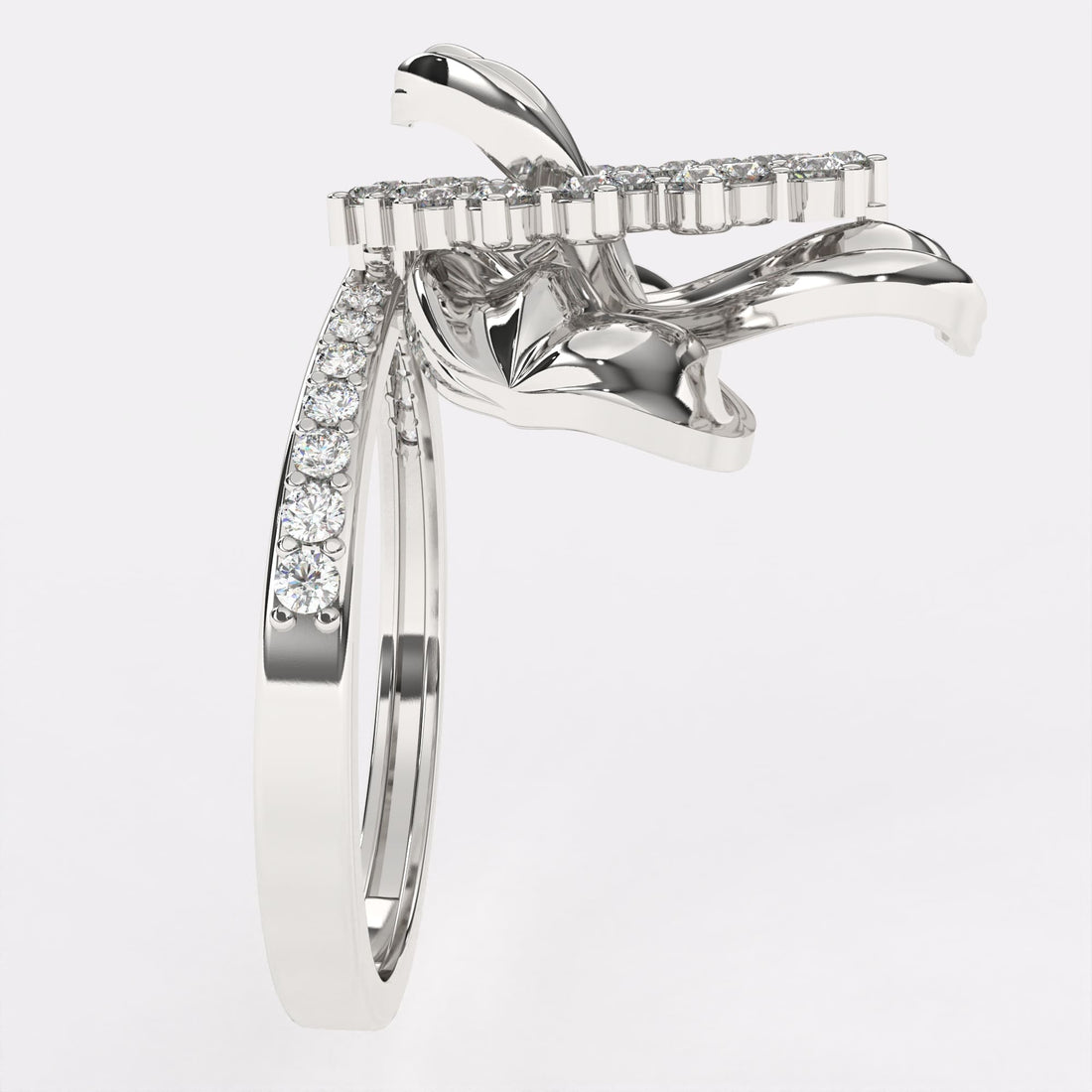 Floret Design Rose Gold Diamond Ring in 925 Silver