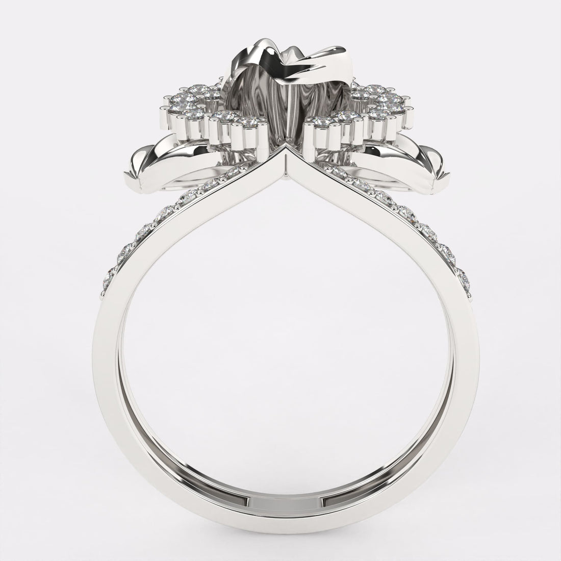 Floret Design Rose Gold Diamond Ring in 925 Silver