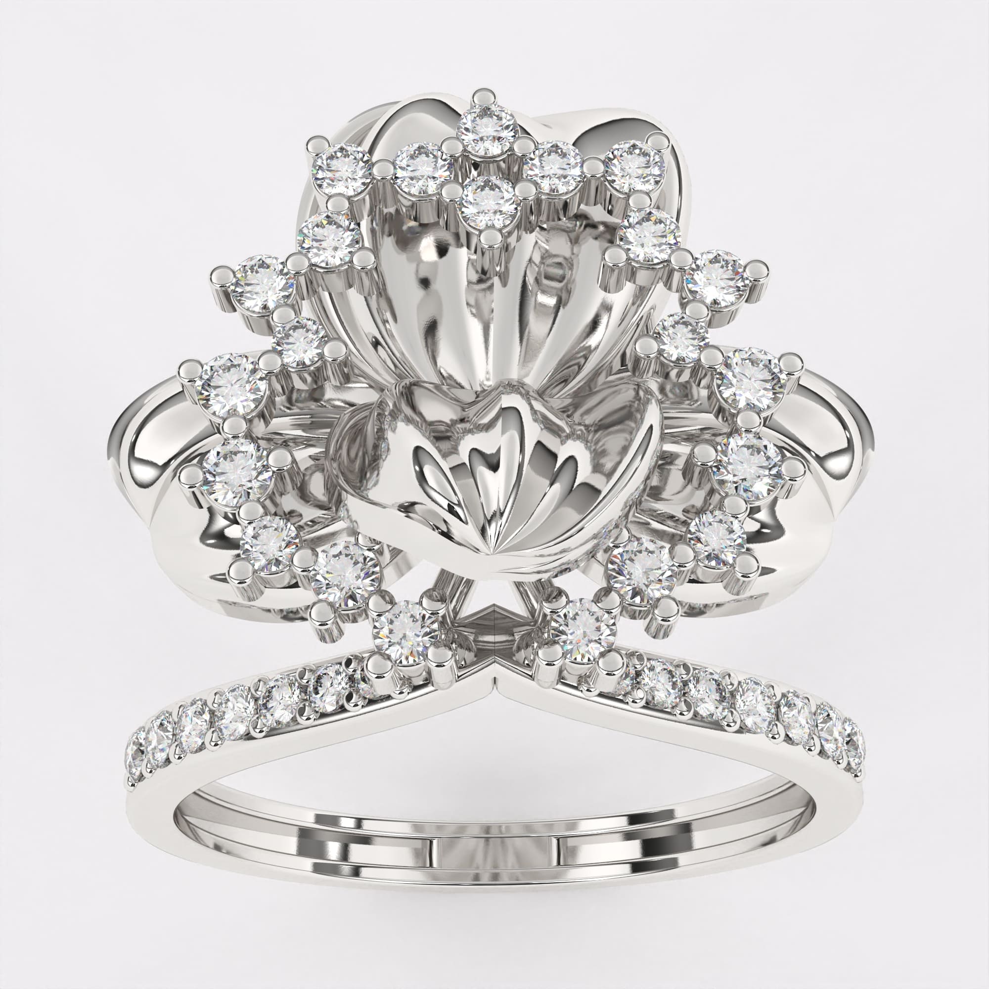 Floret Design Rose Gold Diamond Ring in 925 Silver