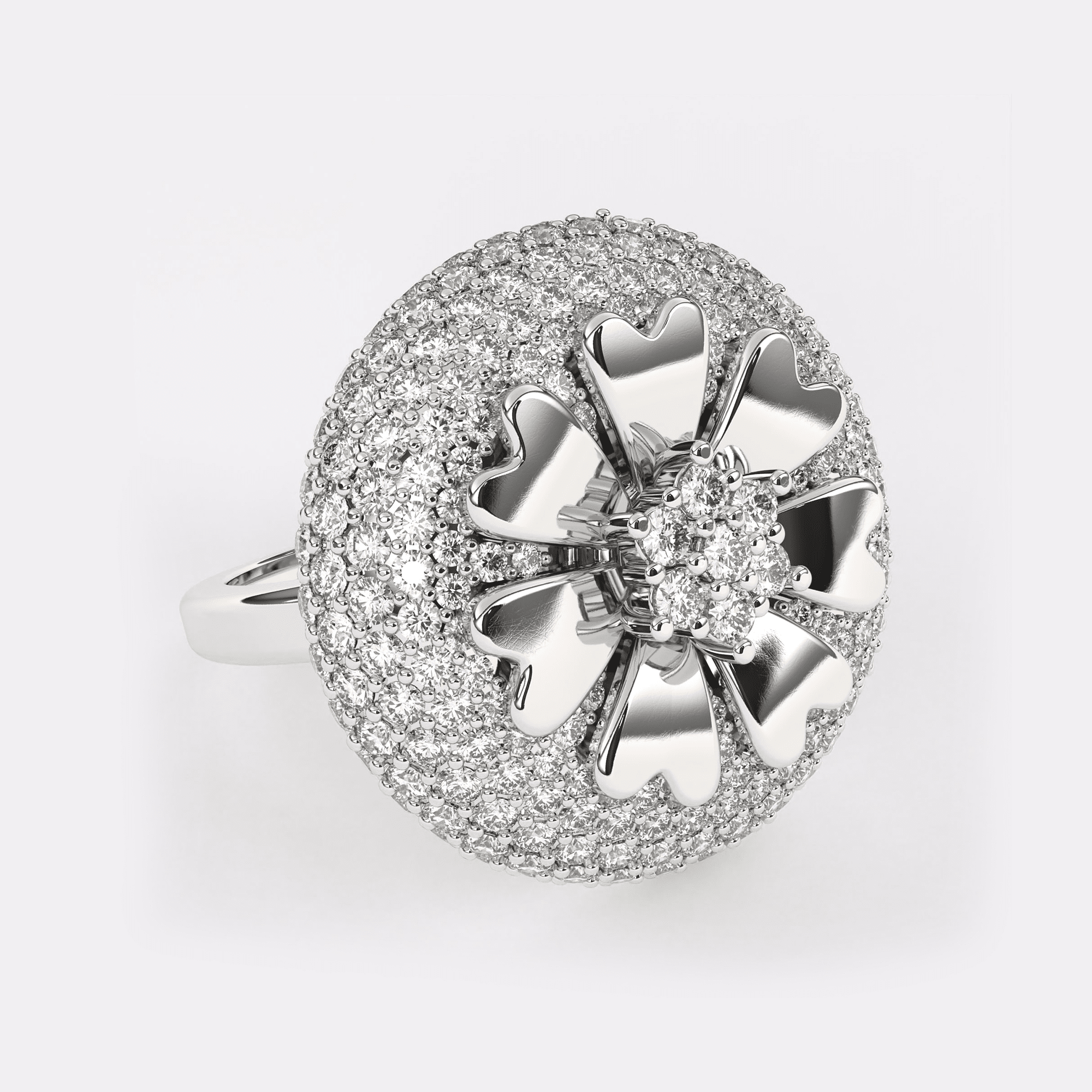 Flower Design Rose Gold Diamond Ring