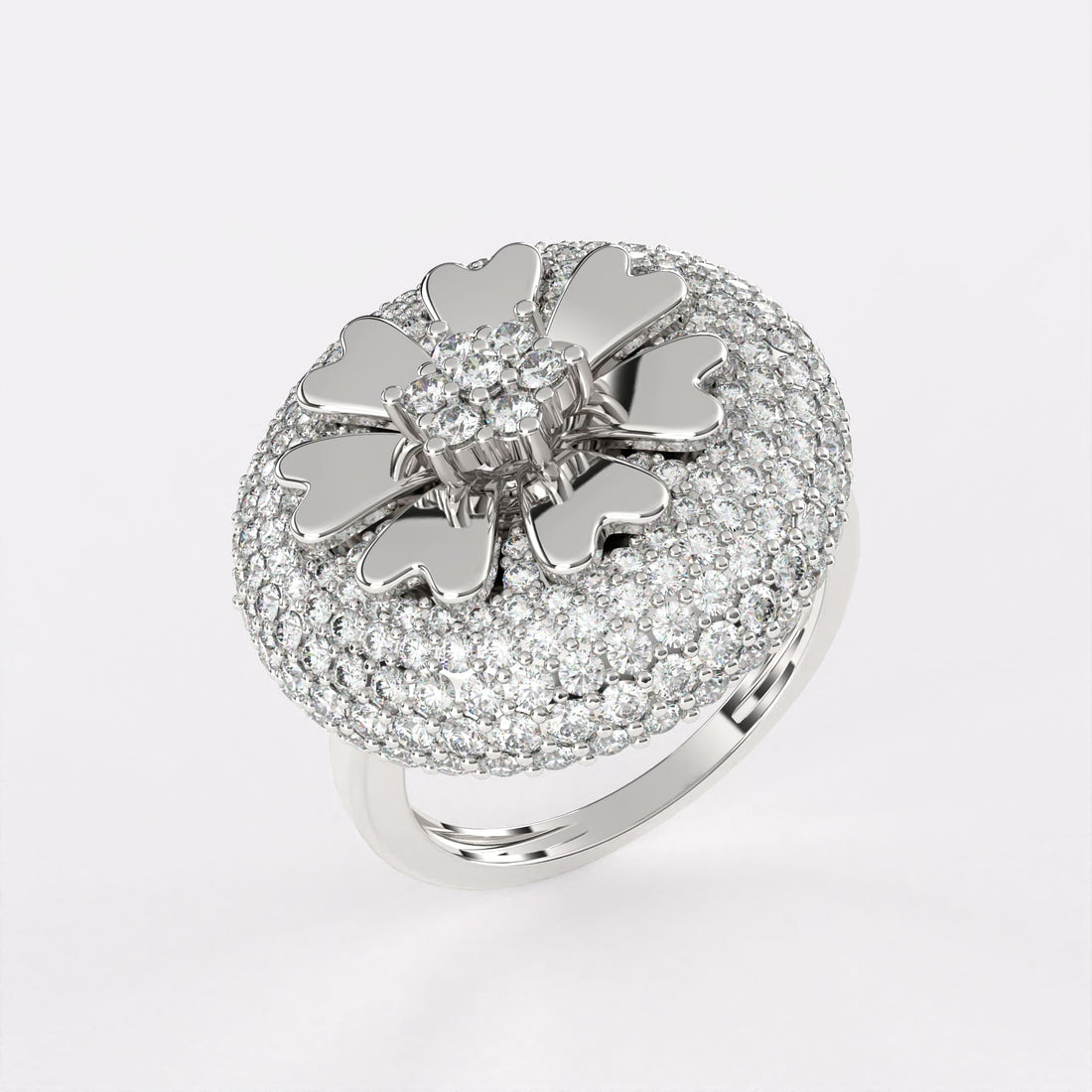 Flower Design Rose Gold Diamond Ring