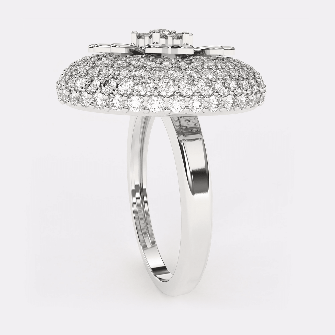 Flower Design Rose Gold Diamond Ring