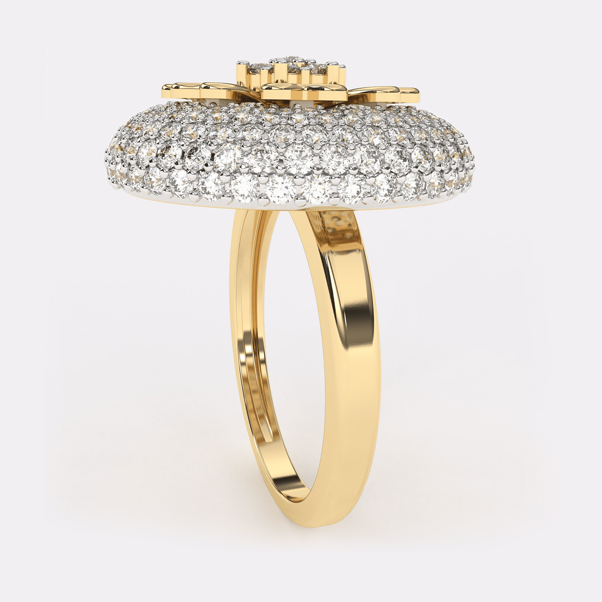 Flower Design Rose Gold Diamond Ring