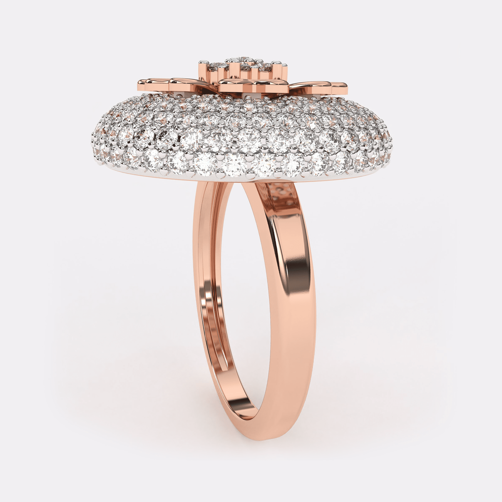 Flower Design Rose Gold Diamond Ring