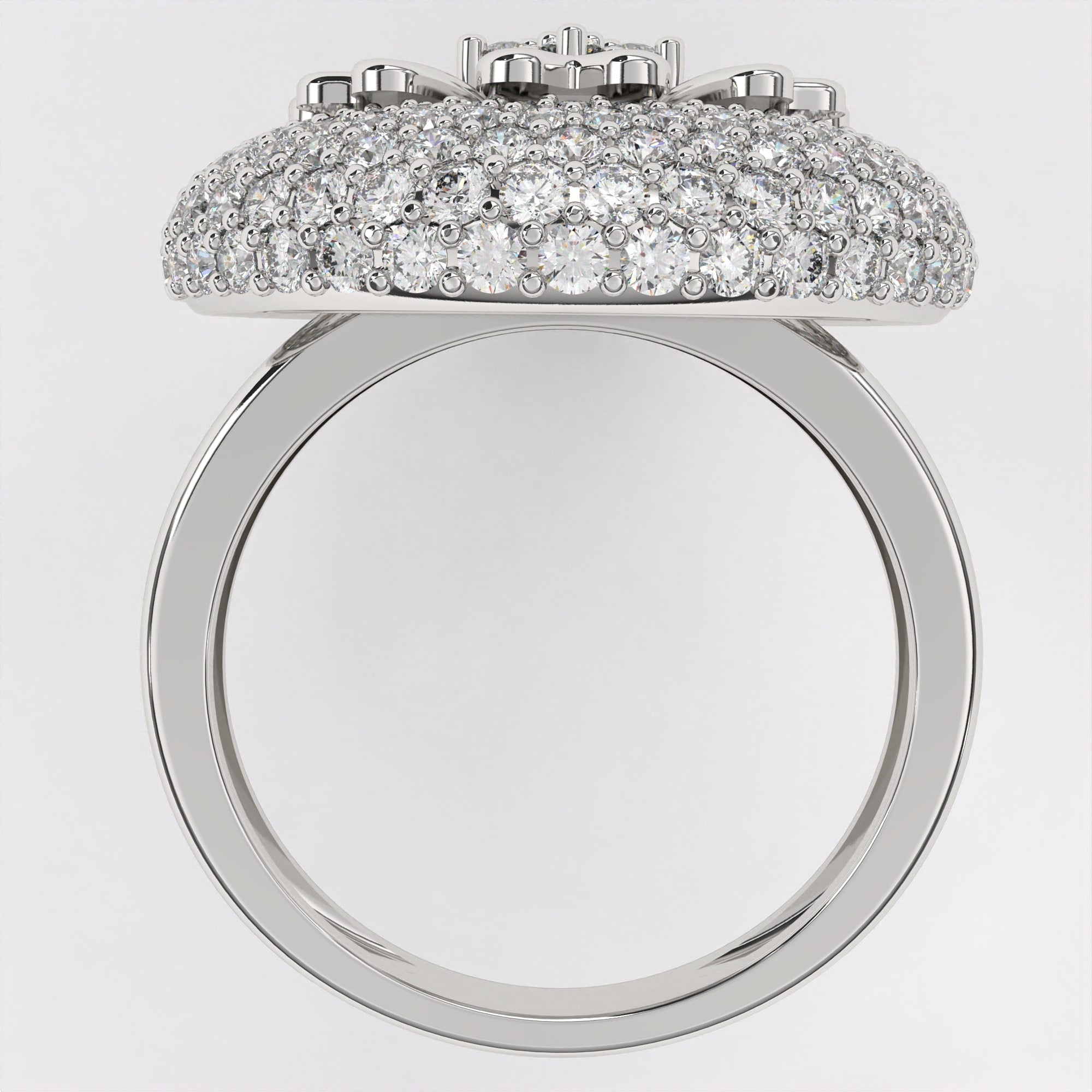 Flower Design Rose Gold Diamond Ring in 925 Silver