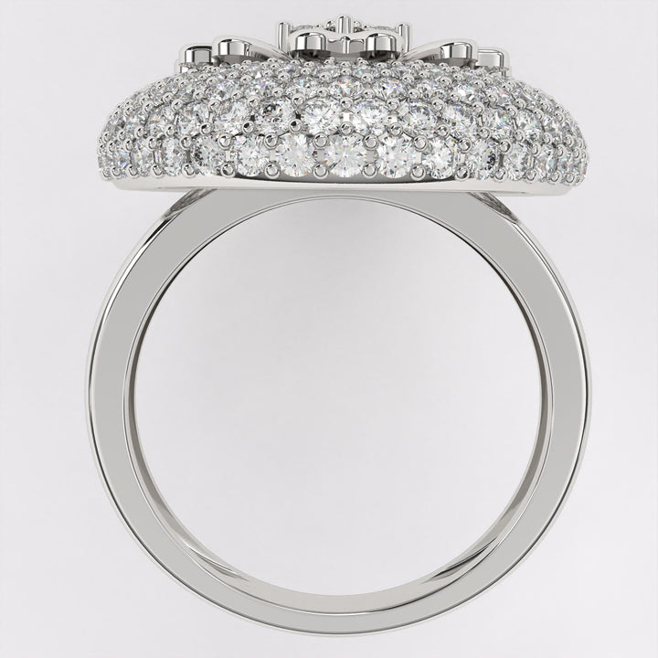 Flower Design Rose Gold Diamond Ring in 925 Silver