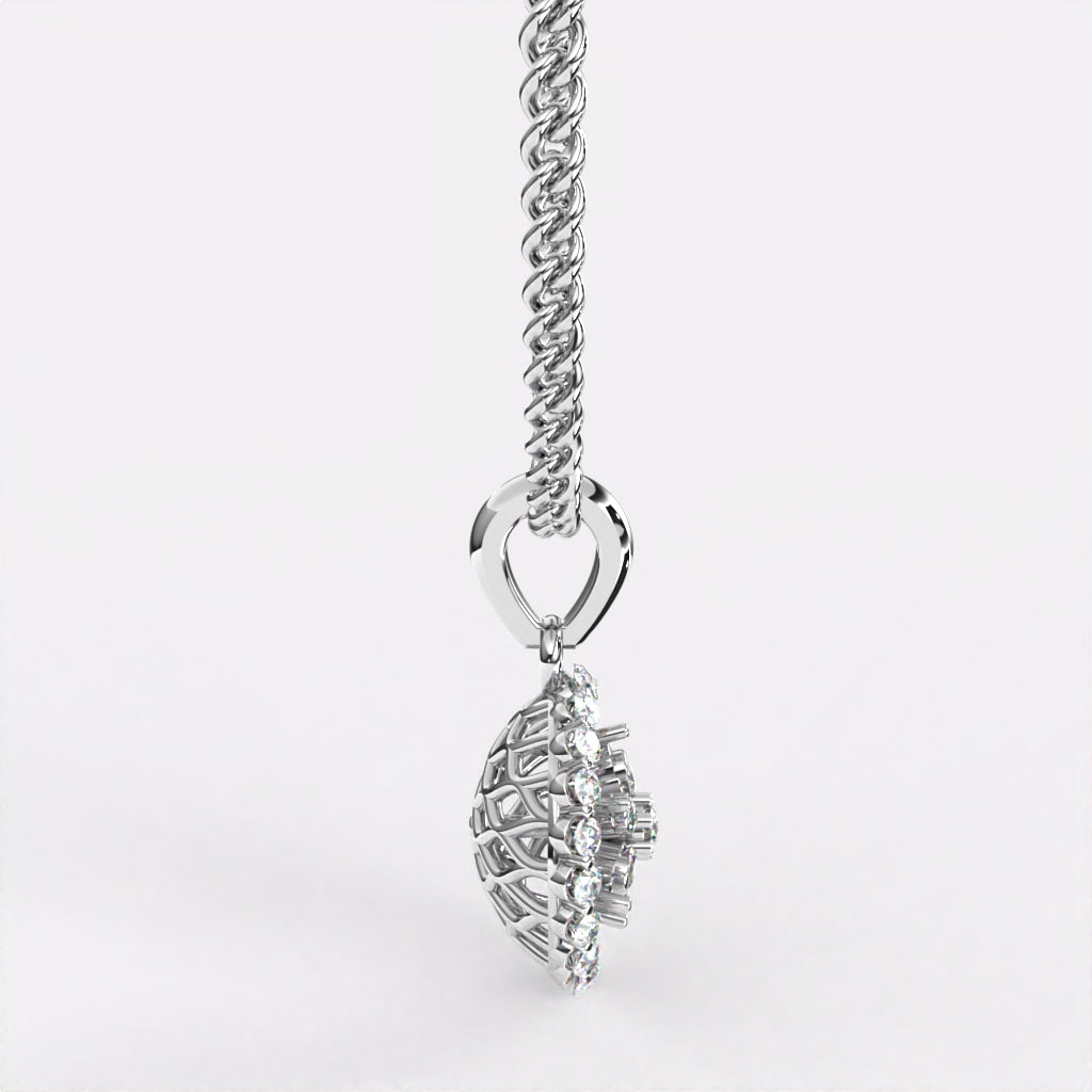 Frosted Halo Diamond Pendant in 925 Silver