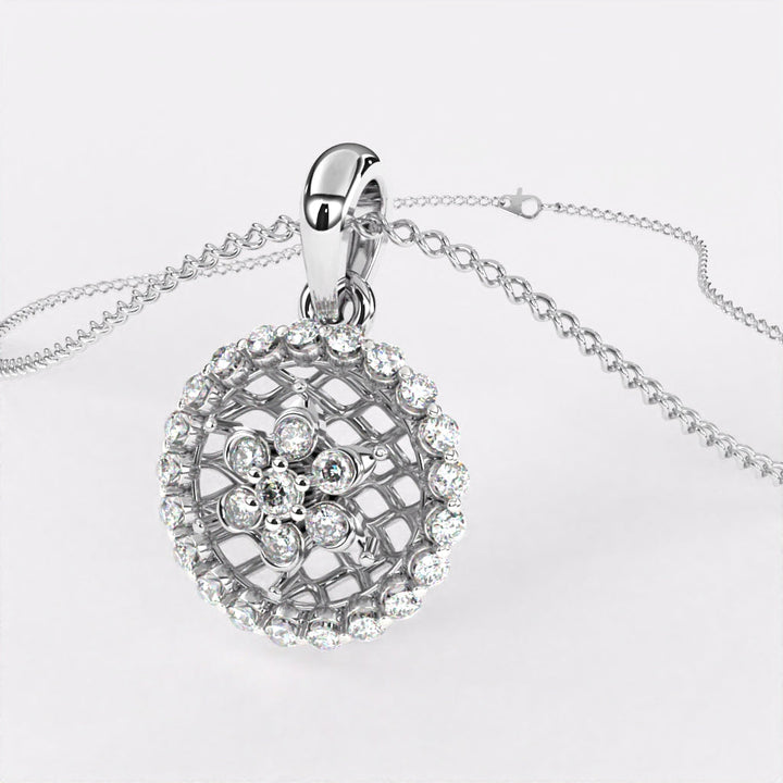 Frosted Halo Diamond Pendant in 925 Silver