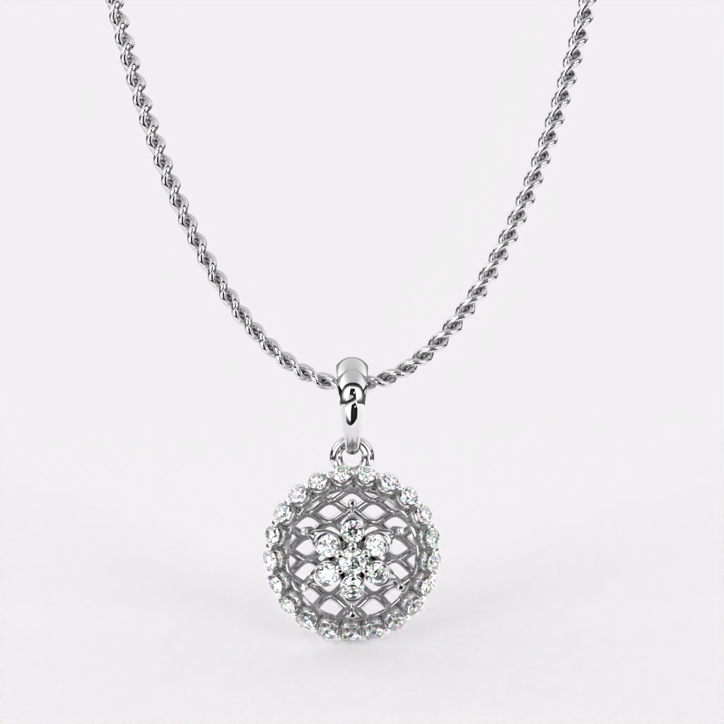 Frosted Halo Diamond Pendant in 925 Silver