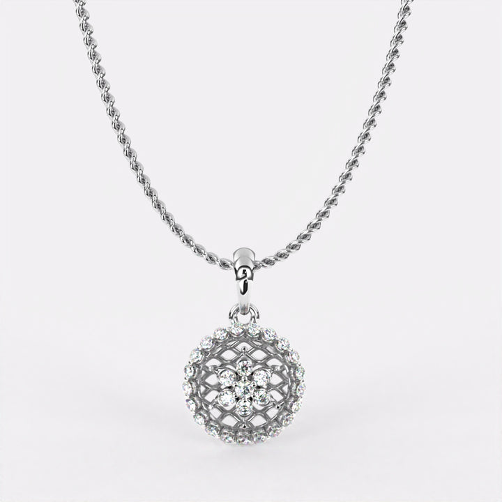 Frosted Halo Diamond Pendant in 925 Silver