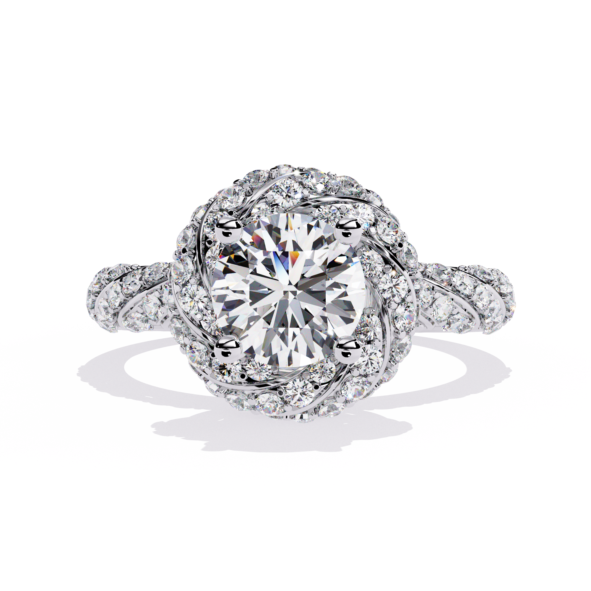 Gallant Crest Round Diamond Ring 10