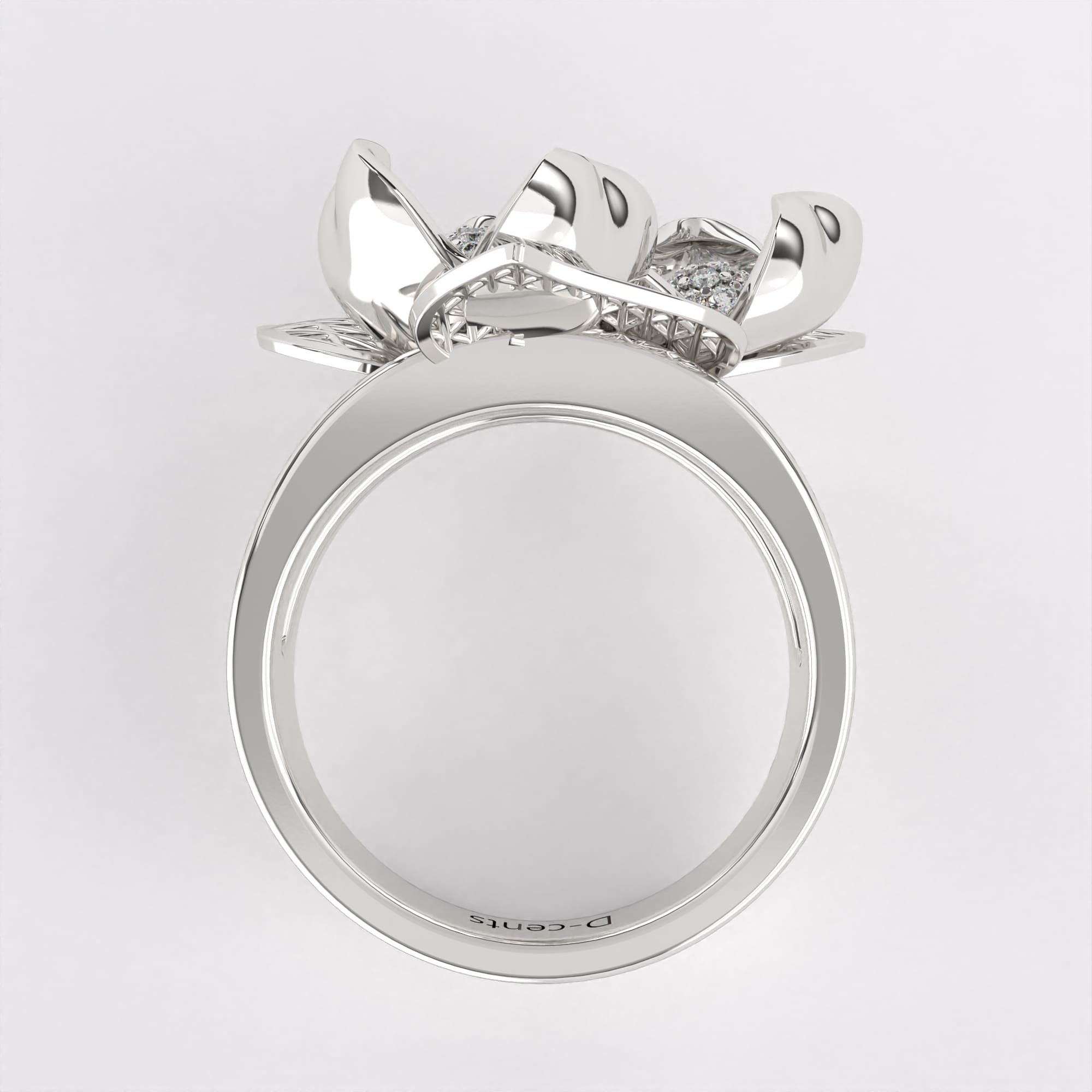 Gardenia Diamond Ring In 925 Silver