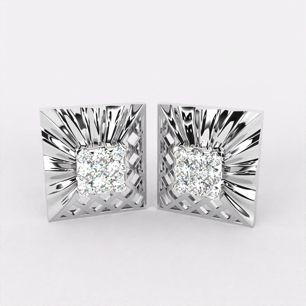 Geo Glow Diamond Stud Earrings In 925 Silver