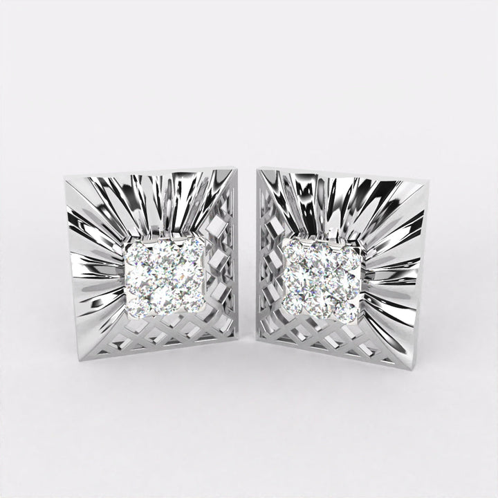 Geo Glow Diamond Stud Earrings In 925 Silver