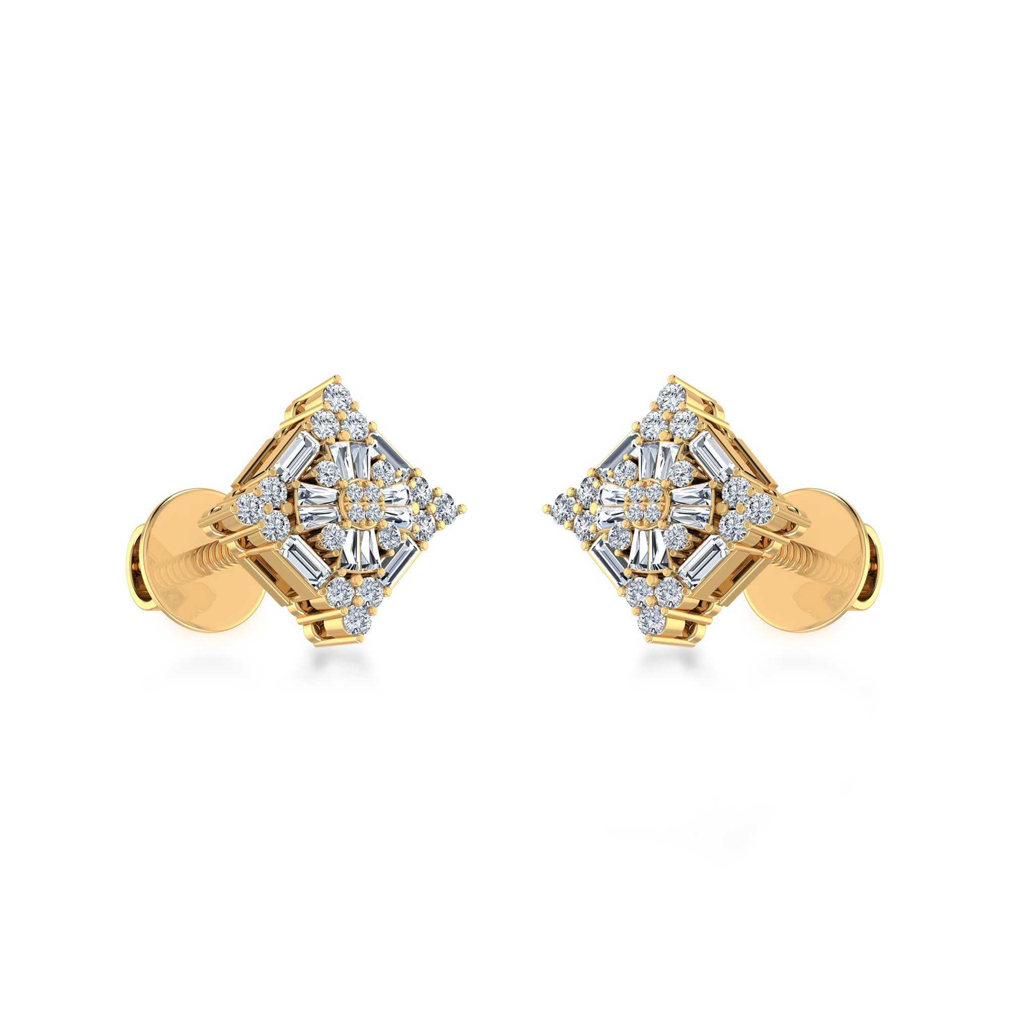 Geometric Diamond Cluster Lab Grown Earrings 2