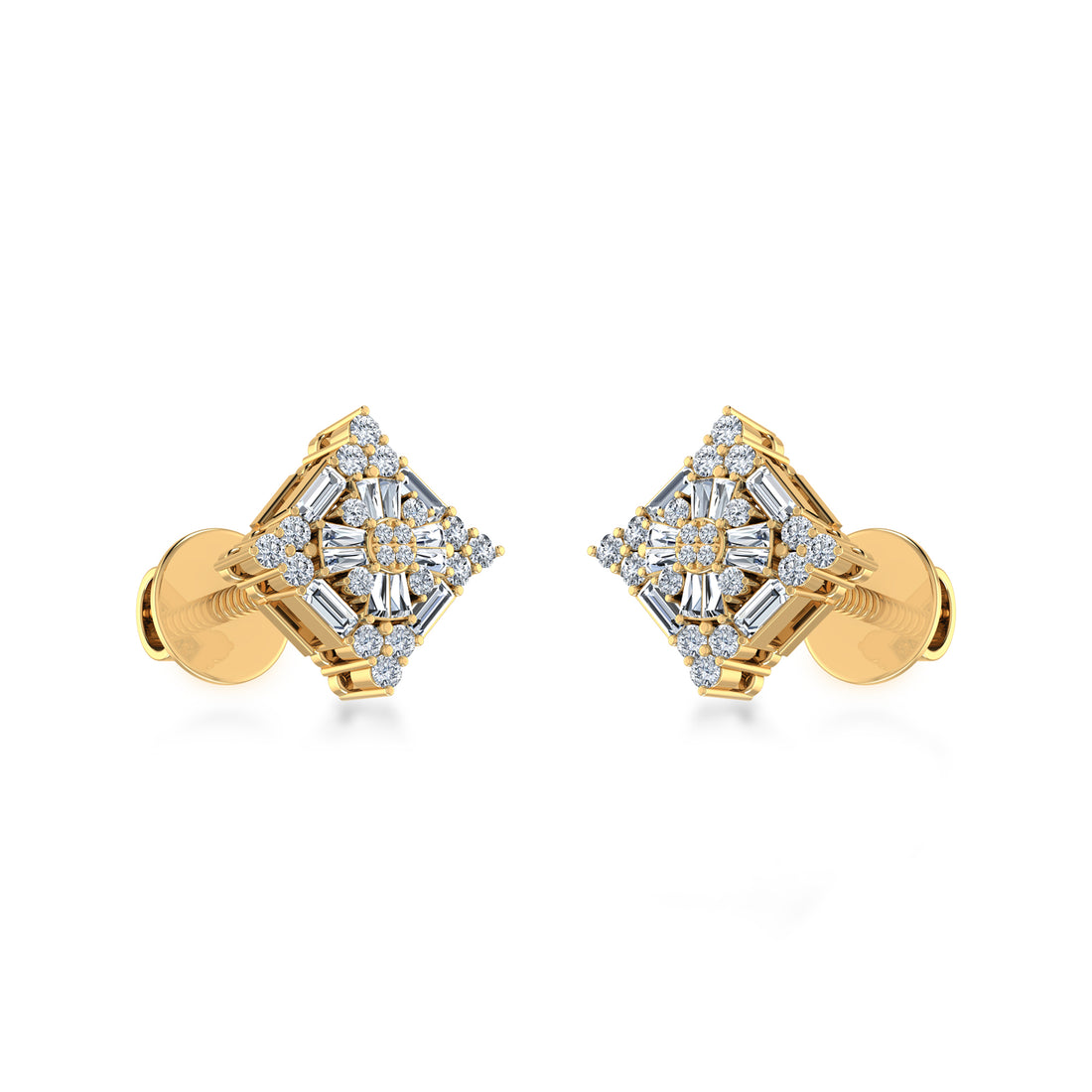 Geometric Diamond Cluster Lab Grown Earrings 2