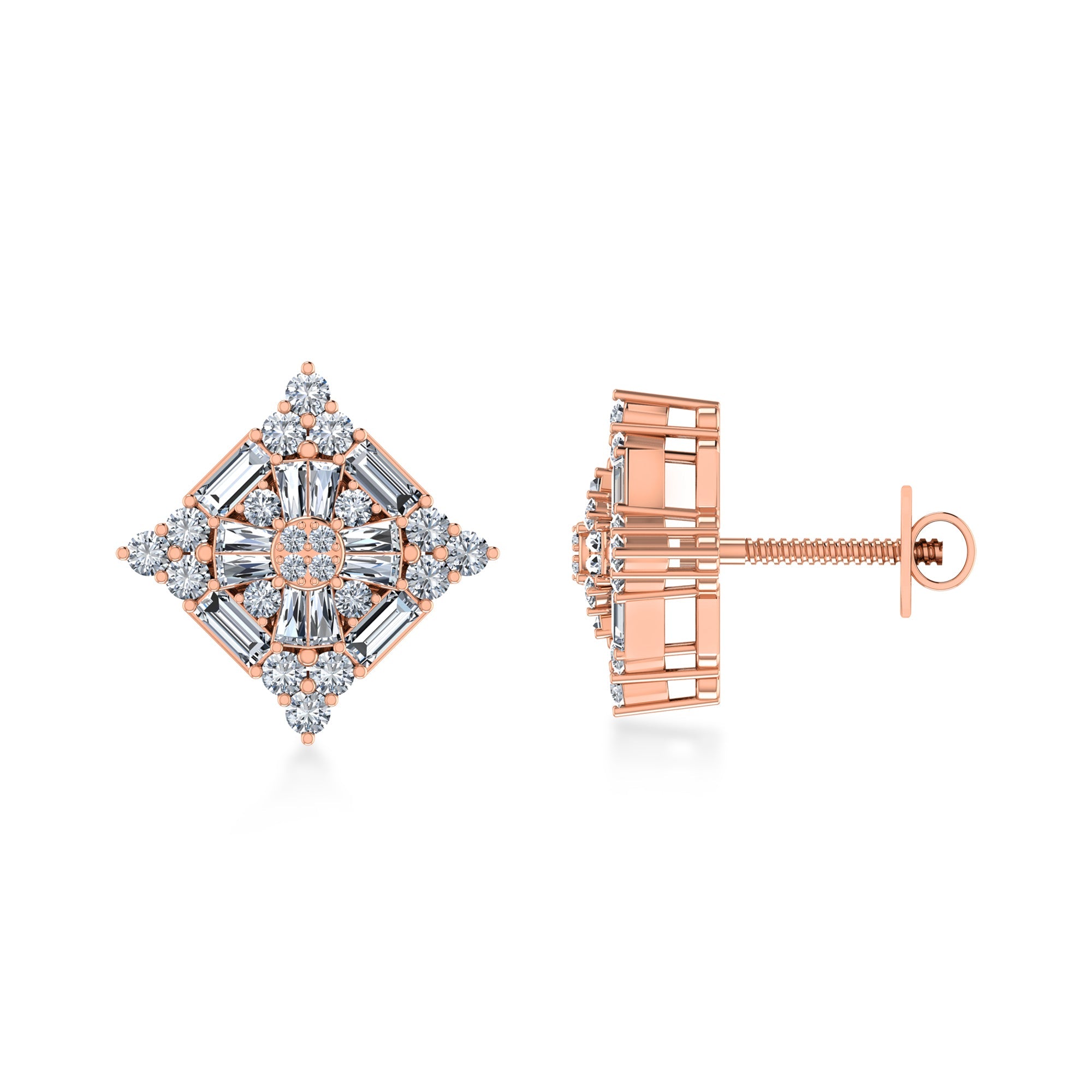 Geometric Diamond Cluster Lab Grown Earrings 3