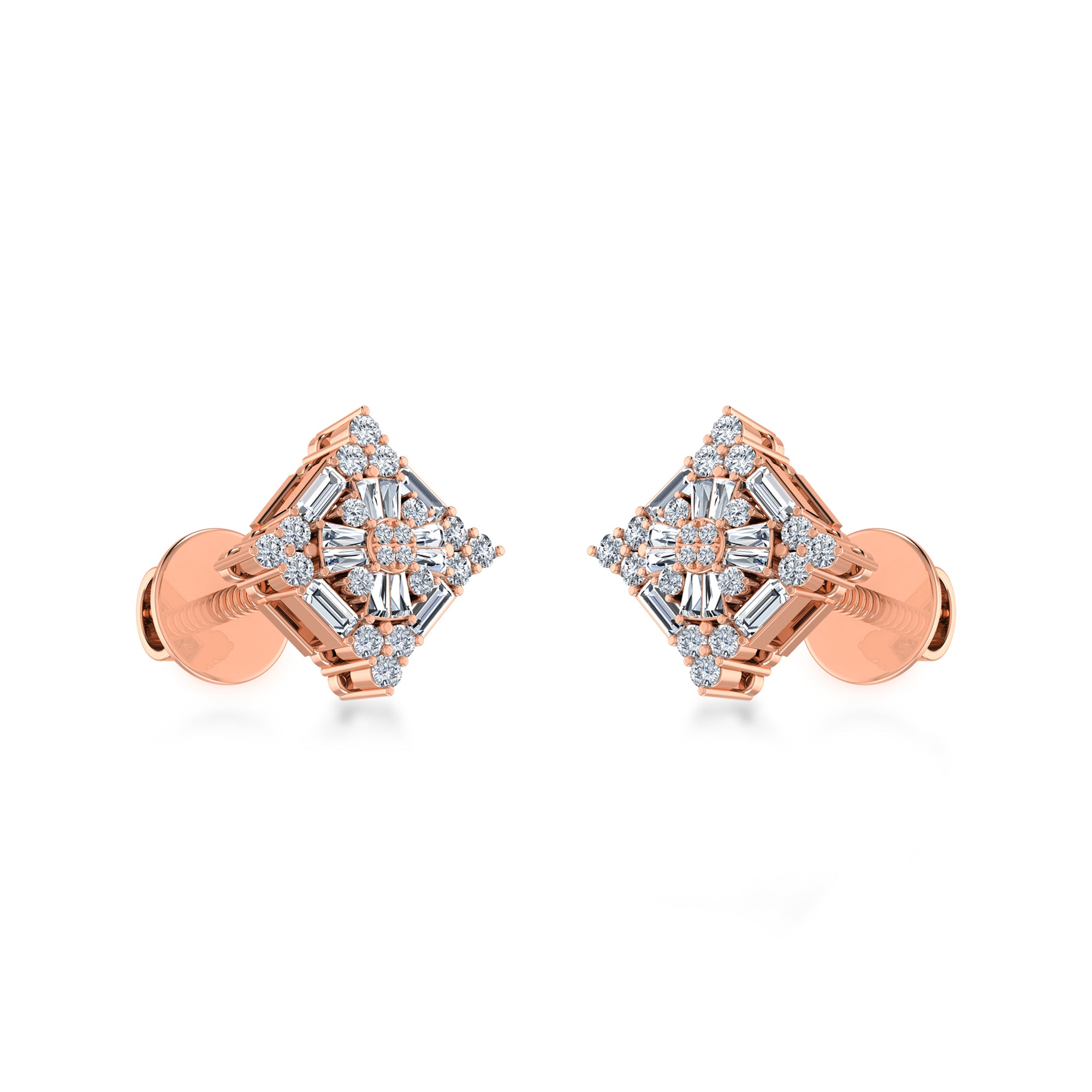 Geometric Diamond Cluster Lab Grown Earrings 4