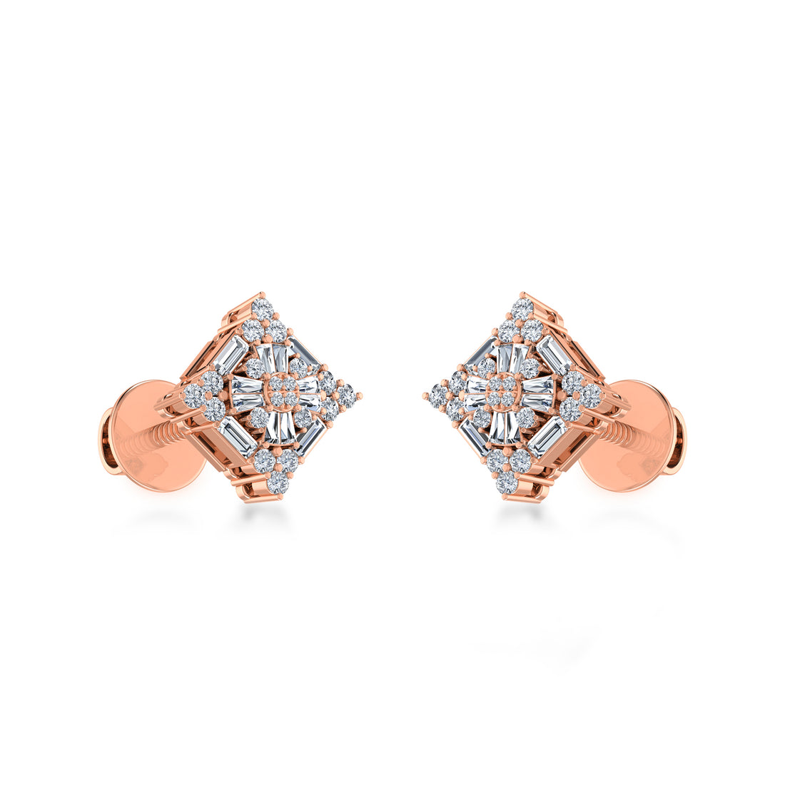 Geometric Diamond Cluster Lab Grown Earrings 4