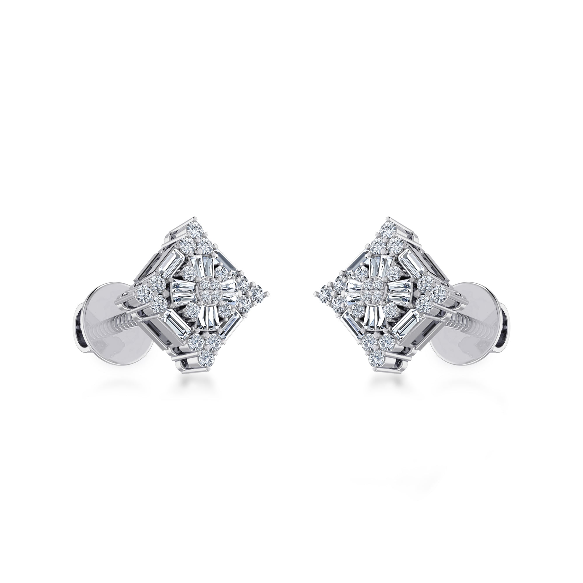 Geometric Diamond Cluster Lab Grown Earrings 6